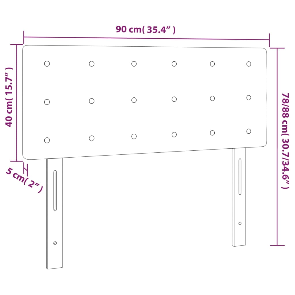 tópszínű szövet LED-es fejtámla 90x5x78/88 cm