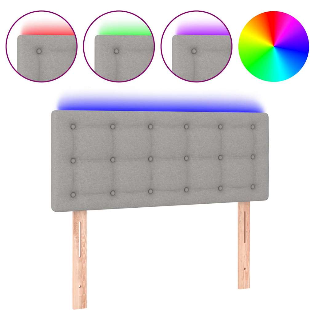 vidaXL Tăblie de pat cu LED, gri deschis, 100x5x78/88 cm, textil