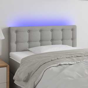 Čelo postele s LED světle šedé 100 x 5 x 78/88 cm textil - obrázek 1