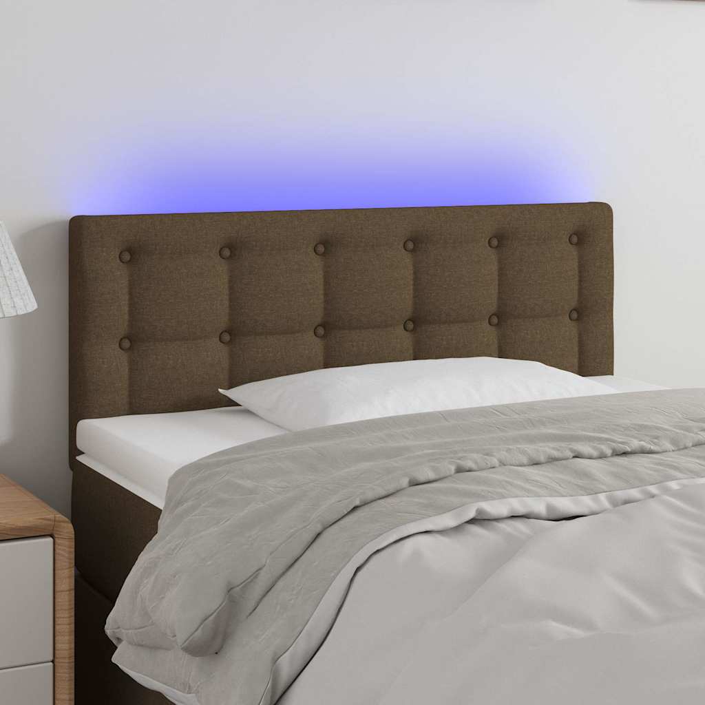 vidaXL Hoofdbord LED 100x5x78/88 cm stof donkerbruin3122039