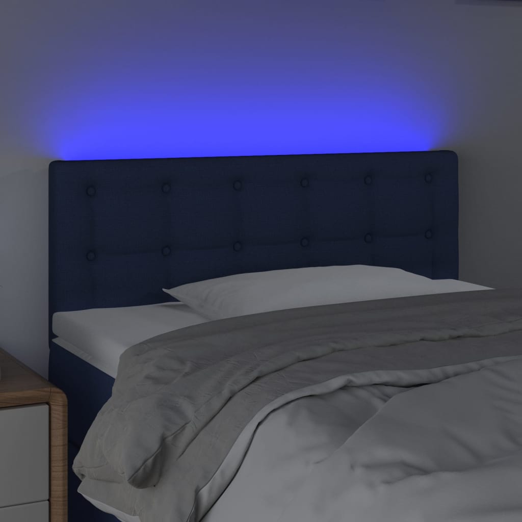 vidaXL Hoofdbord LED 100x5x78/88 cm stof blauw afbeelding
