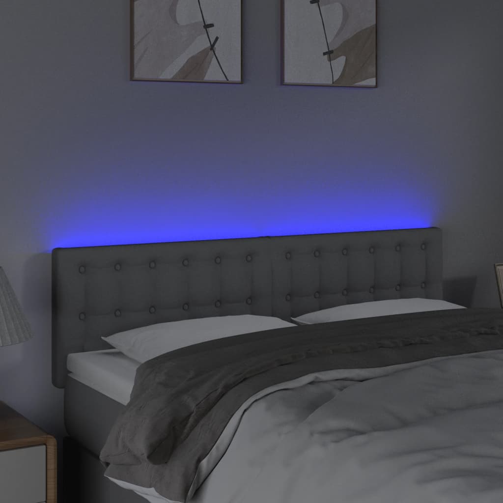 vidaXL Hoofdbord LED 144x5x78/88 cm stof lichtgrijs afbeelding