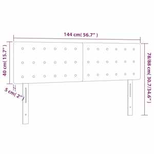 Čelo postele s LED světle šedé 144 x 5 x 78/88 cm textil - obrázek 6