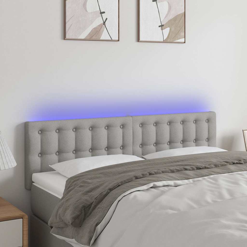 Testiera A Led Grigio Chiaro 144x5x78/88 Cm In Tessuto - Vidaxl