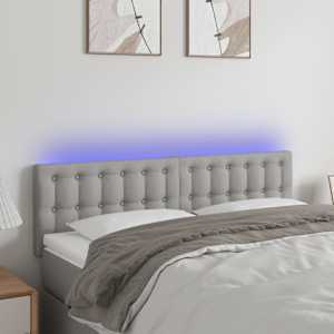 Čelo postele s LED světle šedé 144 x 5 x 78/88 cm textil - obrázek 1