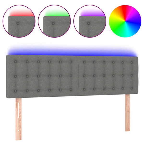 vidaXL LED-voodipeats, tumehall, 144x5x78/88 cm, kangas
