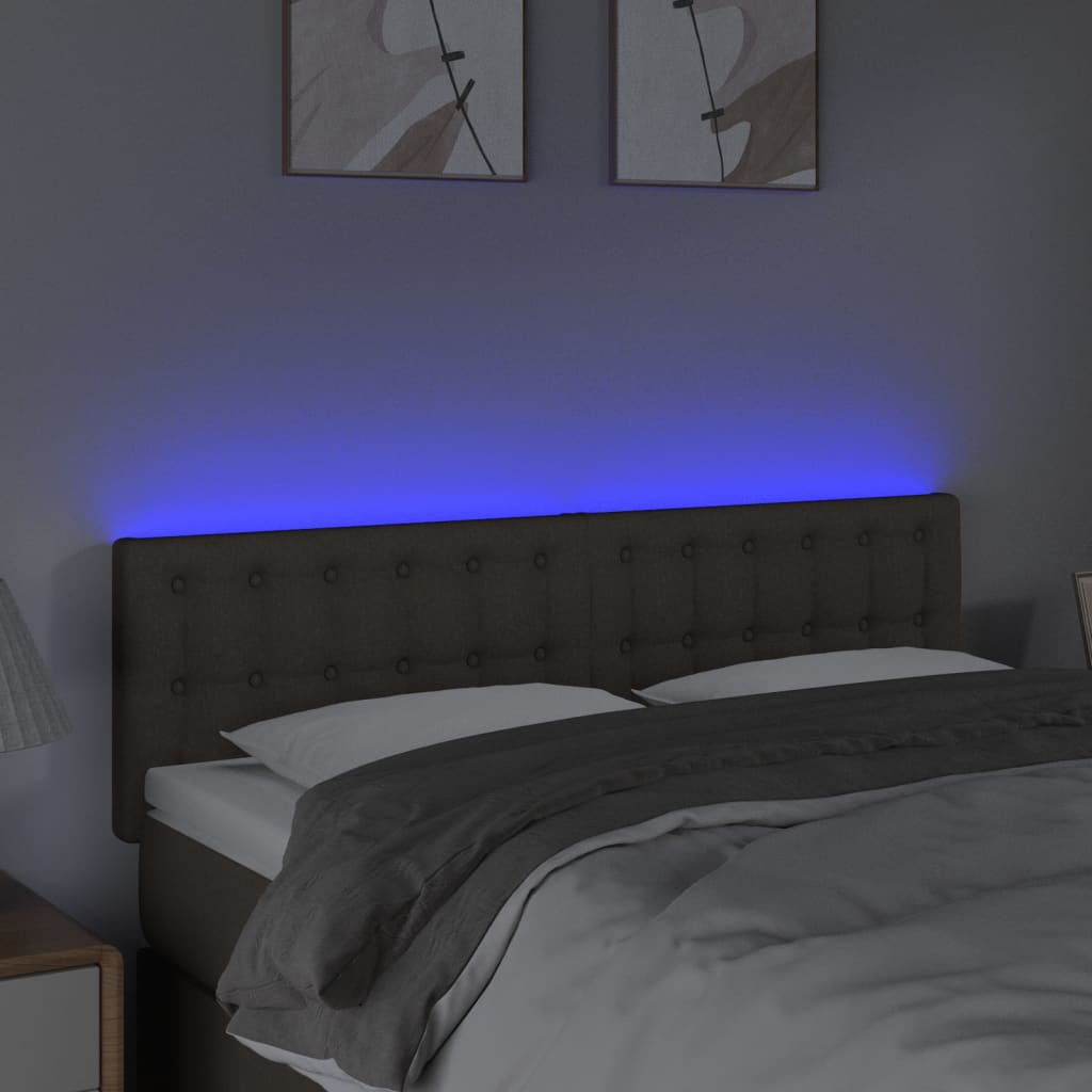 vidaXL Hoofdbord LED 144x5x78/88 cm stof taupe afbeelding