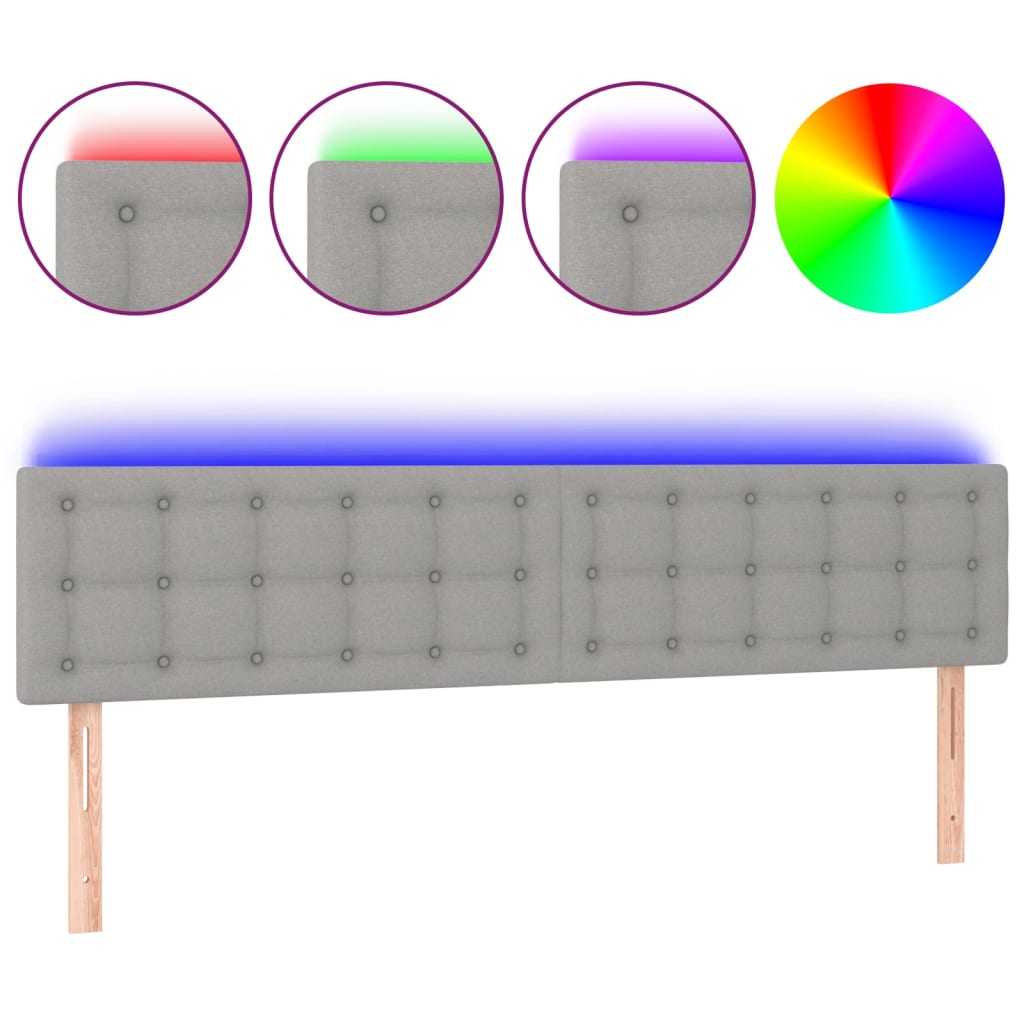 vidaXL Čelo postele s LED světle šedé 160x5x78/88 cm textil
