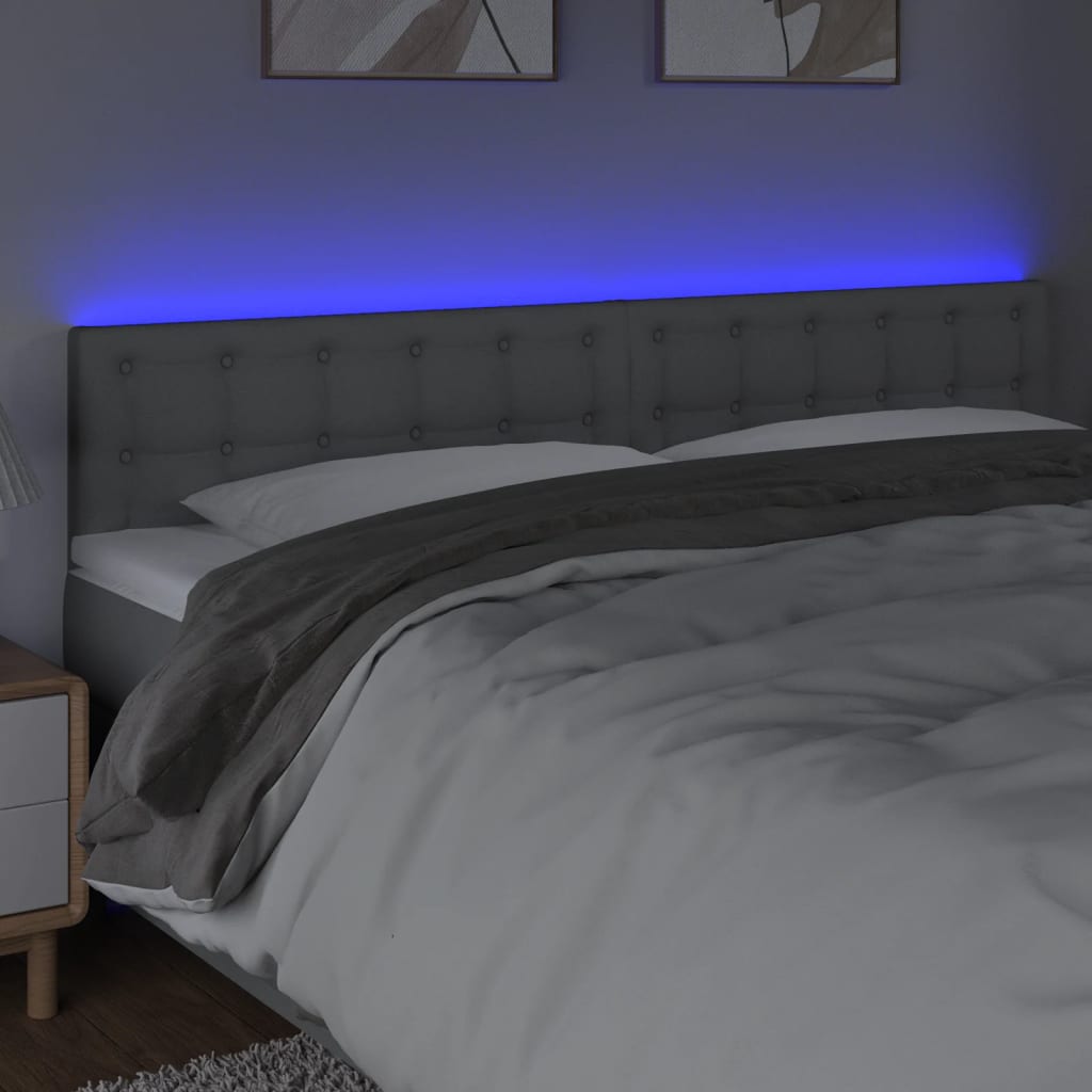 Thumbnail - vidaXL LED Kopfteil Hellgrau 160x5x78/88 cm Stoff
