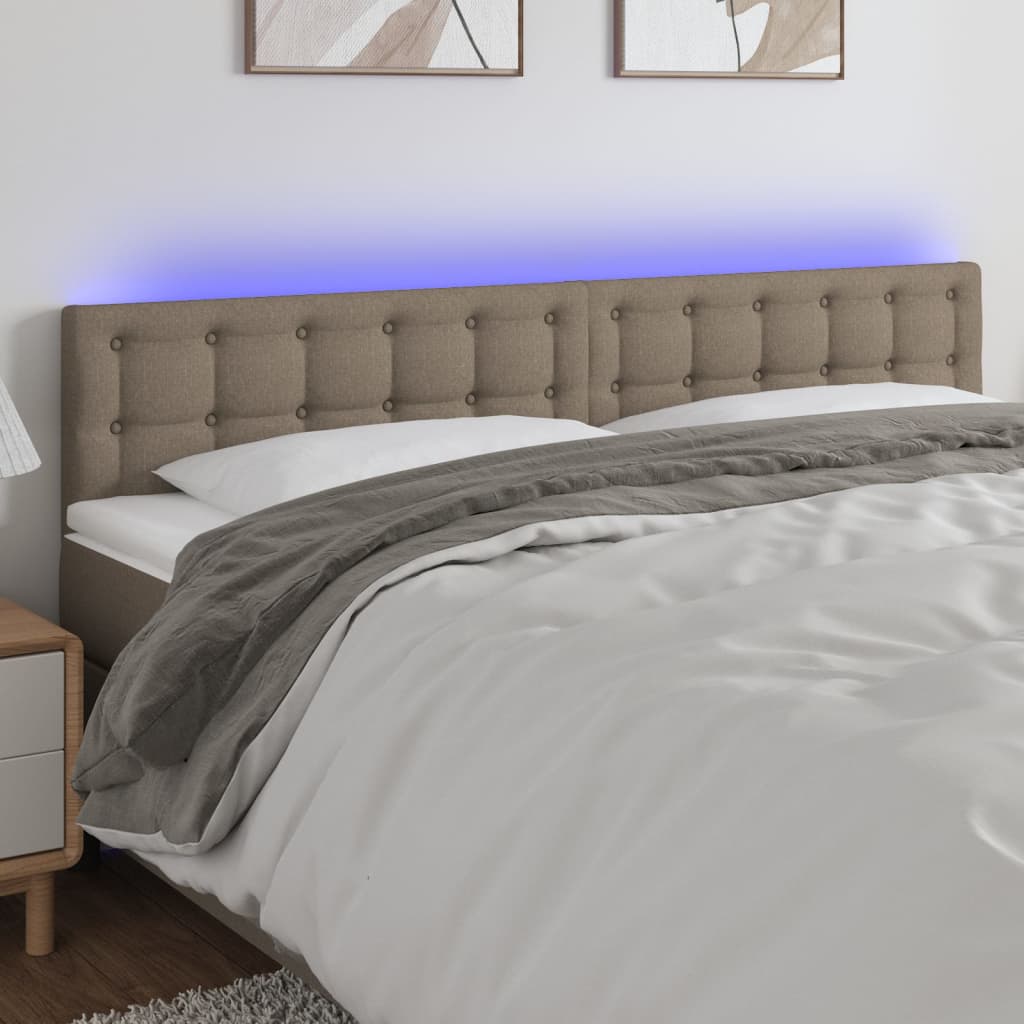 vidaXL Tăblie de pat cu LED, gri taupe, 160x5x78/88 cm, textil