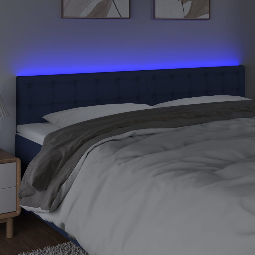 vidaXL Hoofdbord LED 180x5x78/88 cm stof blauw afbeelding