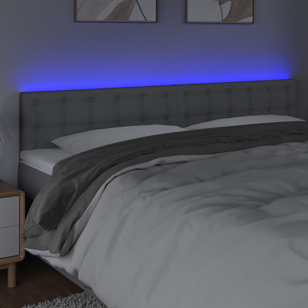 vidaXL Hoofdbord LED 200x5x78/88 cm stof lichtgrijs afbeelding