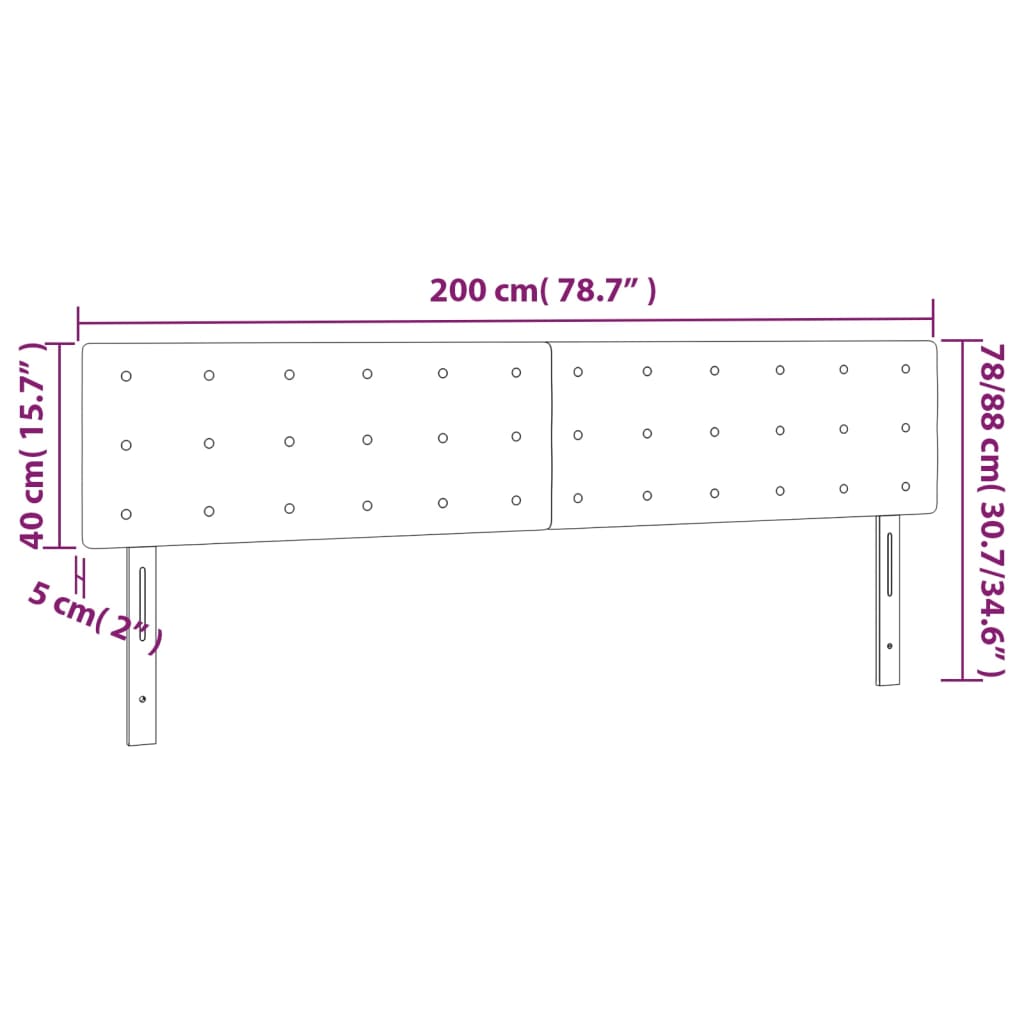 LED posteljno vzglavje črno 200x5x78/88 cm blago