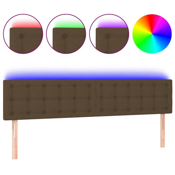 vidaXL LED-voodipeats, tumepruun, 200x5x78/88 cm, kangas