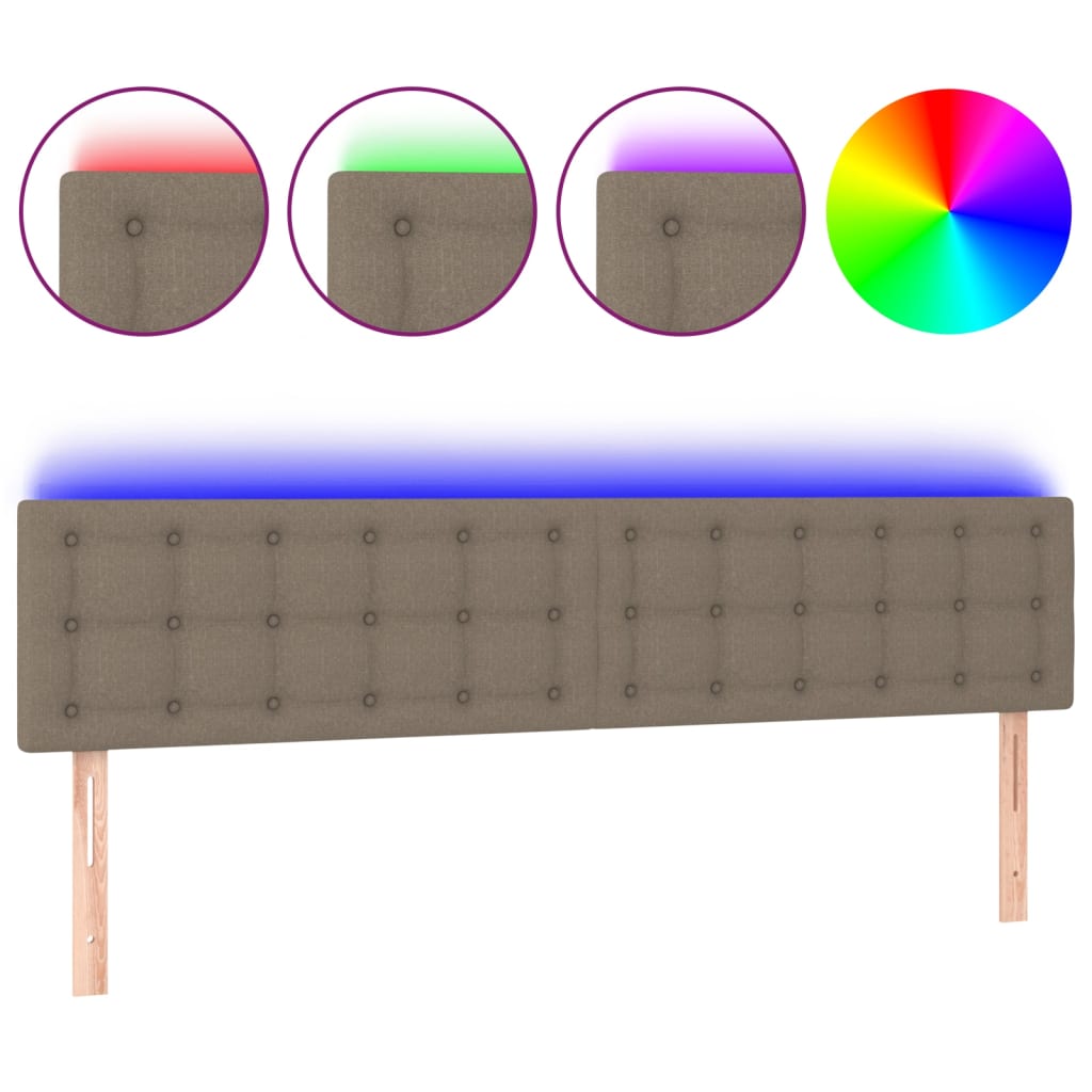 Thumbnail - vidaXL LED Kopfteil Taupe 200x5x78/88 cm Stoff