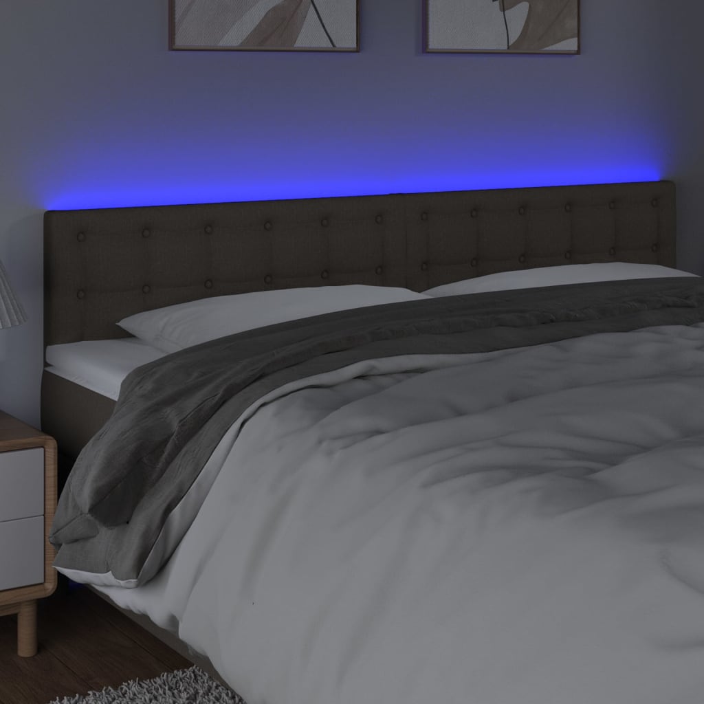 Thumbnail - vidaXL LED Kopfteil Taupe 200x5x78/88 cm Stoff