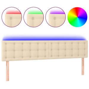 vidaXL LED-voodipeats, kreemjas, 200x5x78/88 cm, kangas