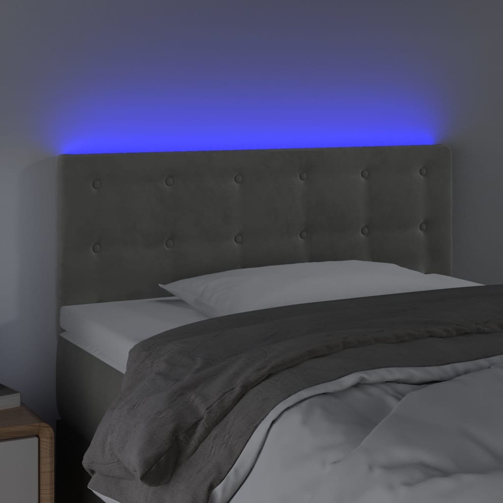 Thumbnail - vidaXL LED Kopfteil Hellgrau 80x5x78/88 cm Samt