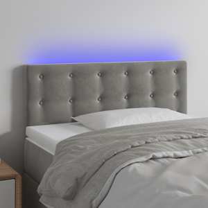 Čelo postele s LED světle šedé 80 x 5 x 78/88 cm samet - obrázek 1
