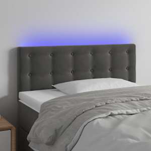 Čelo postele s LED tmavě šedé 80 x 5 x 78/88 cm samet - obrázek 1
