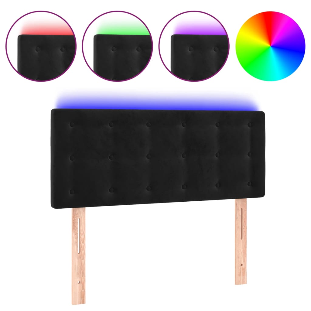 vidaXL Čelo postele s LED černé 80 x 5 x 78/88 cm samet