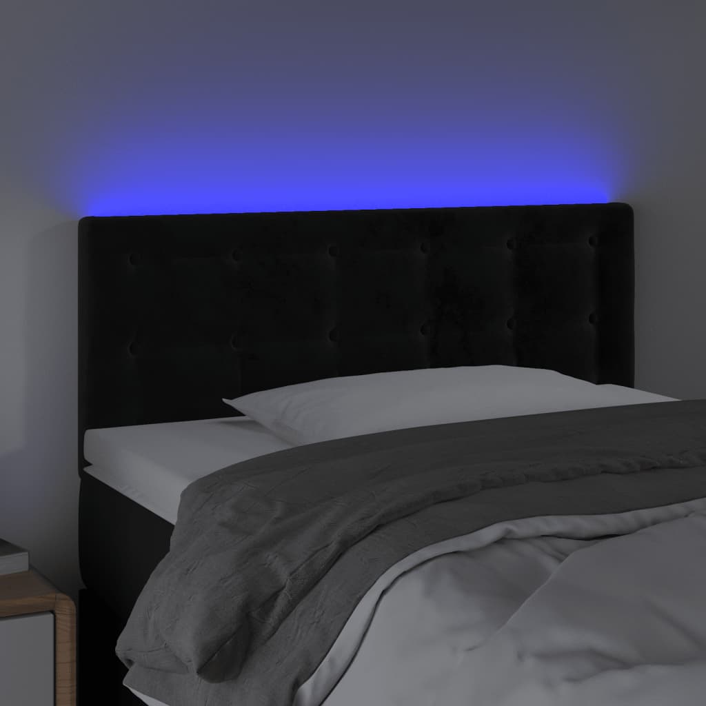 vidaXL Hoofdbord LED 80x5x78/88 cm fluweel zwart afbeelding
