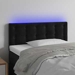 Čelo postele s LED černé 80 x 5 x 78/88 cm samet - obrázek 1