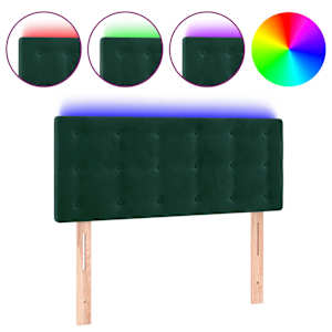 Čelo postele s LED tmavě zelené 80 x 5 x 78/88 cm samet - obrázek 2