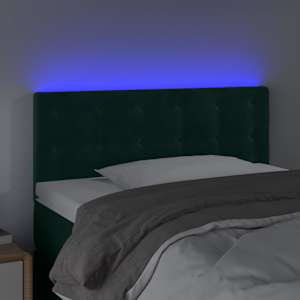 Čelo postele s LED tmavě zelené 80 x 5 x 78/88 cm samet - obrázek 3