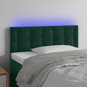 Čelo postele s LED tmavě zelené 80 x 5 x 78/88 cm samet - obrázek 1