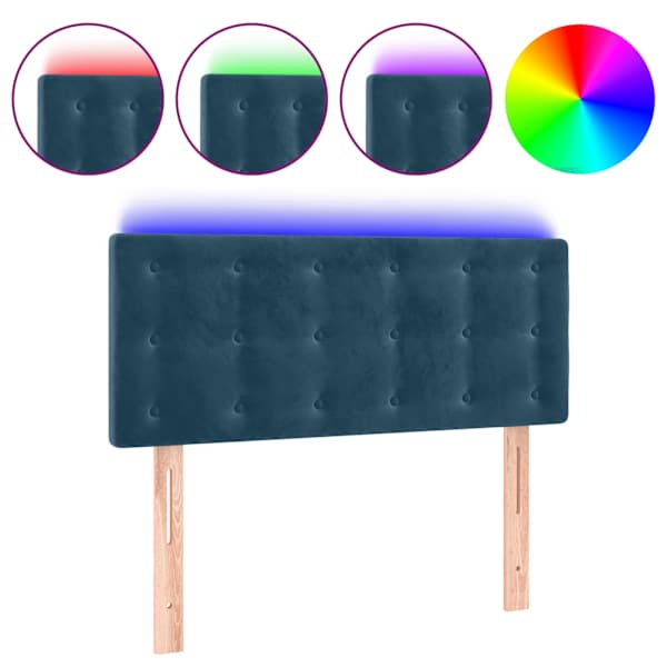 vidaXL LED-voodipeats, tumesinine, 80x5x78/88 cm, samet