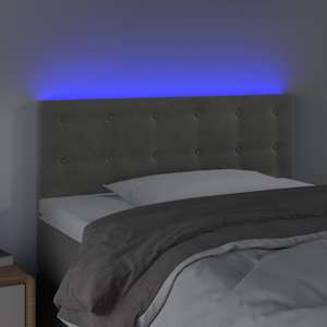 Čelo postele s LED světle šedé 90x5x78/88 cm samet - obrázek 3