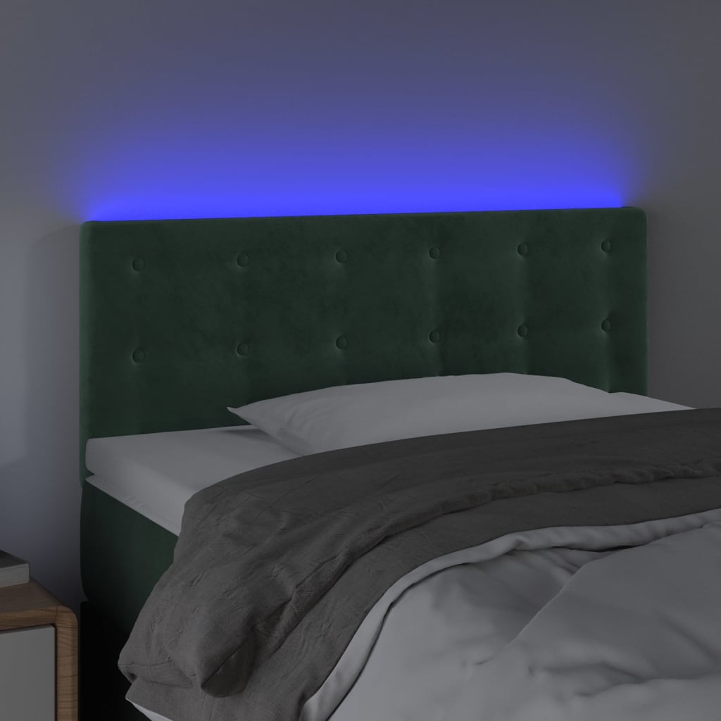 vidaXL Hoofdbord LED 90x5x78/88 cm fluweel donkergroen afbeelding