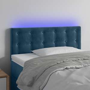 Čelo postele s LED tmavě modré 90x5x78/88 cm samet - obrázek 1