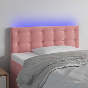 Čelo postele s LED růžové 90x5x78/88 cm samet - obrázek 1