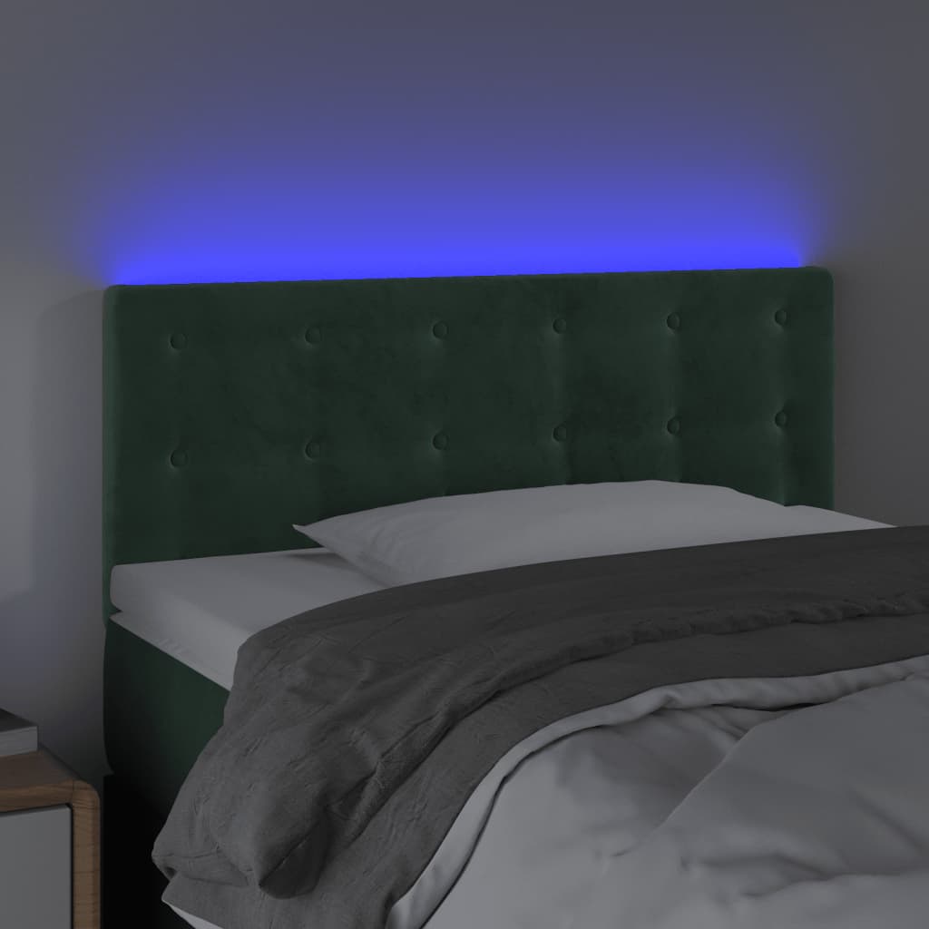 vidaXL Hoofdbord LED 100x5x78/88 cm fluweel donkergroen afbeelding