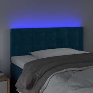 Čelo postele s LED tmavě modré 100x5x78/88 cm samet - obrázek 3