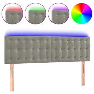 vidaXL LED-voodipeats, helehall, 144x5x78/88 cm, samet