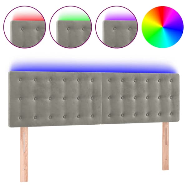vidaXL LED-voodipeats, helehall, 144x5x78/88 cm, samet