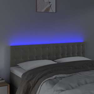 Čelo postele s LED světle šedé 144 x 5 x 78/88 cm samet - obrázek 3