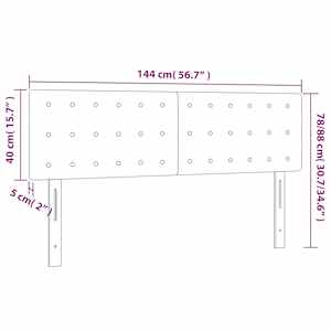 Čelo postele s LED světle šedé 144 x 5 x 78/88 cm samet - obrázek 6