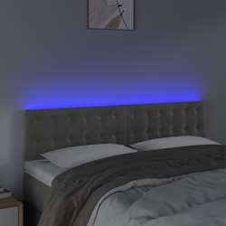vidaXL Cabeceira de cama c/luzes LED veludo 144x5x78/88 cm cinza-claro