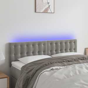 Čelo postele s LED světle šedé 144 x 5 x 78/88 cm samet - obrázek 1