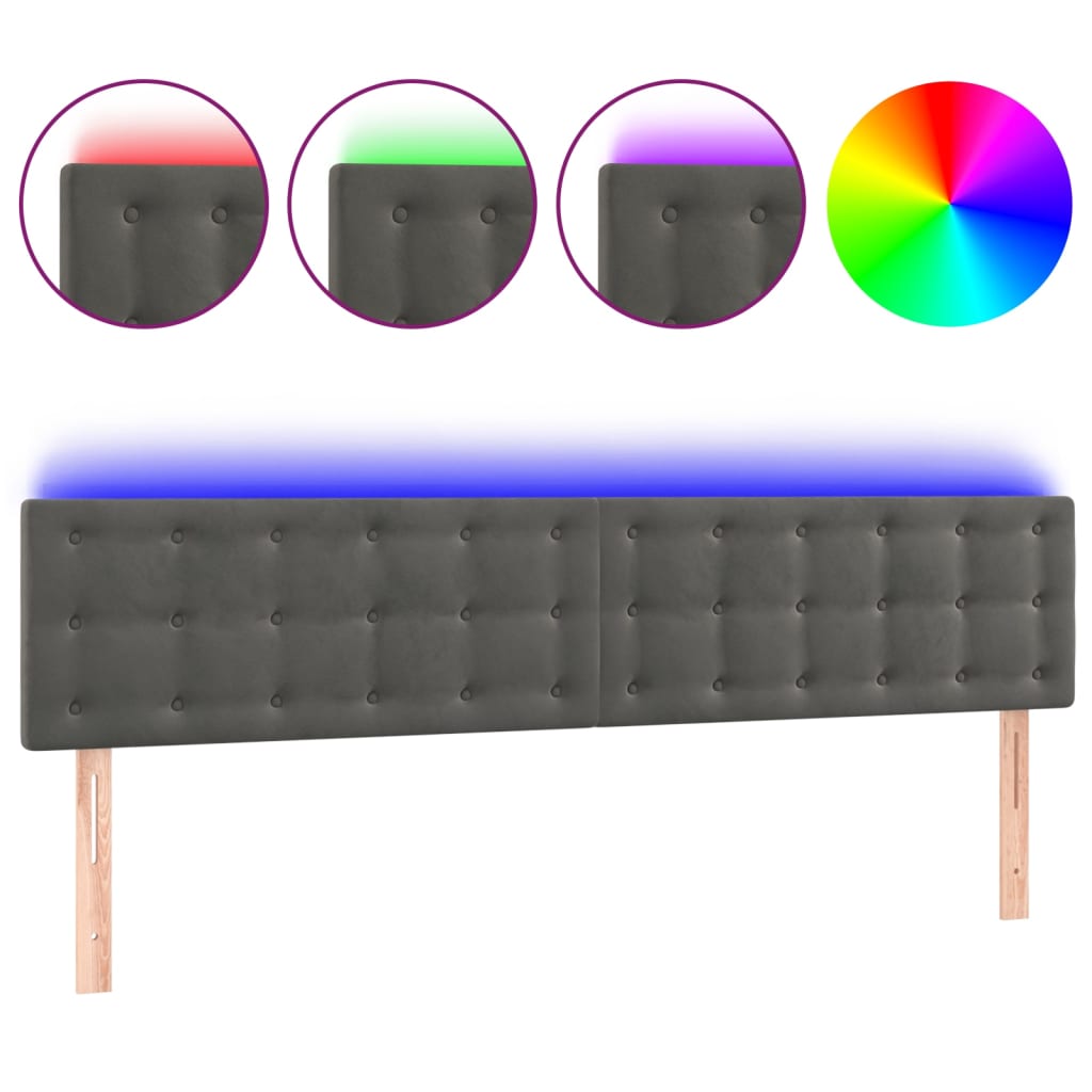 vidaXL ÄŚelo postele s LED tmavÄ› ĹˇedĂ© 160x5x78/88 cm samet