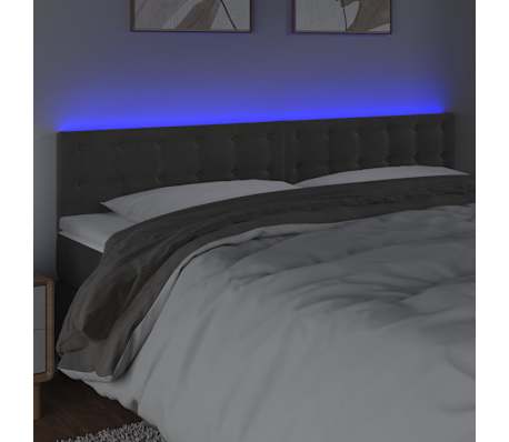 vidaXL LED Headboard Dark Grey 160 cm Velvet