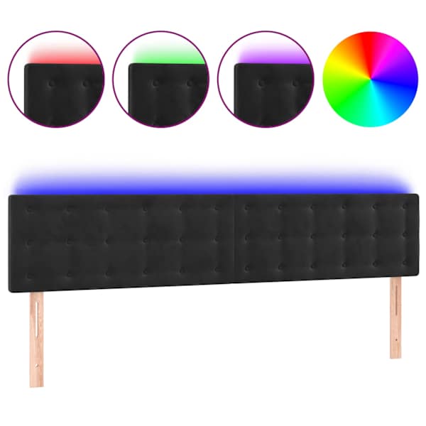 vidaXL LED-voodipeats, must, 160x5x78/88 cm, samet