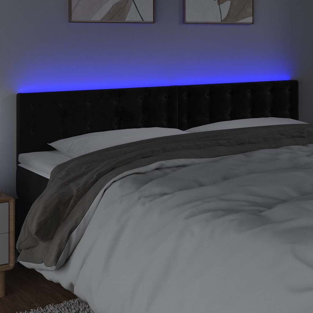 vidaXL Hoofdbord LED 160x5x78/88 cm fluweel zwart, foto 2