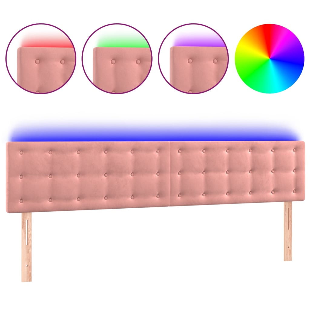 vidaXL ÄŚelo postele s LED rĹŻĹľovĂ© 160x5x78/88 cm samet