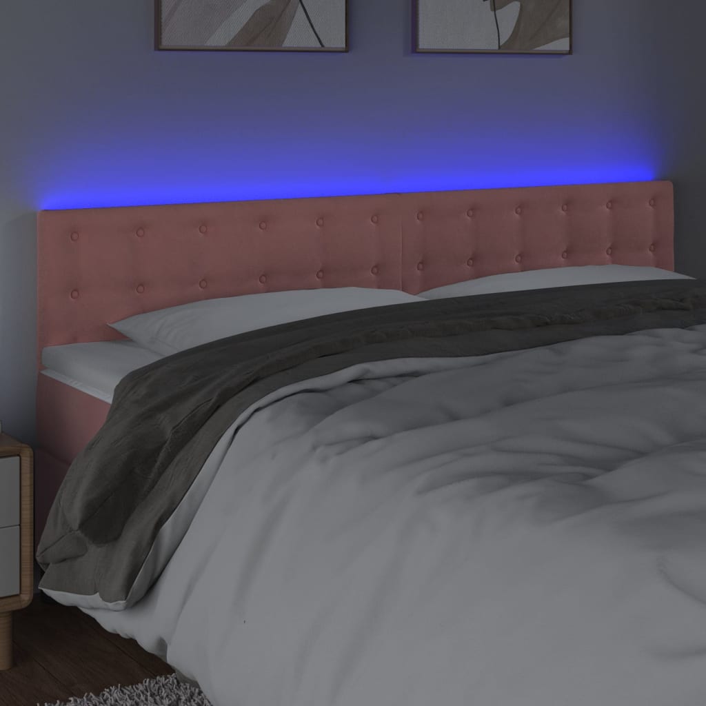 Thumbnail - vidaXL LED Kopfteil Rosa 180x5x78/88 cm Samt