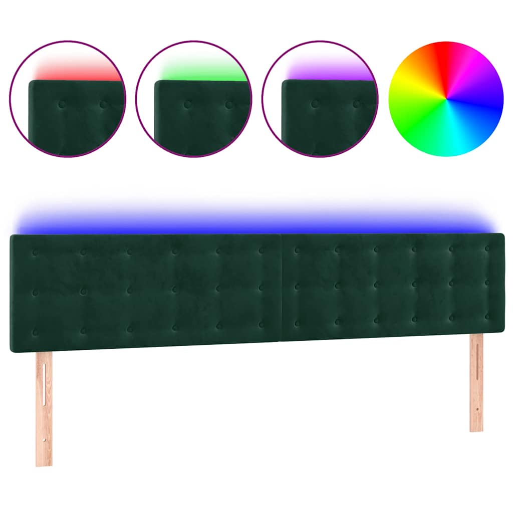vidaXL Hoofdbord LED 200x5x78/88 cm fluweel donkergroen groen, foto 3